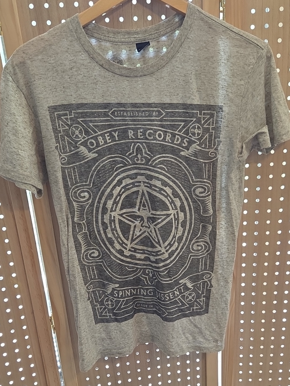 Obey Grey Graphic 'Obey Records' Short Sleeve Tee